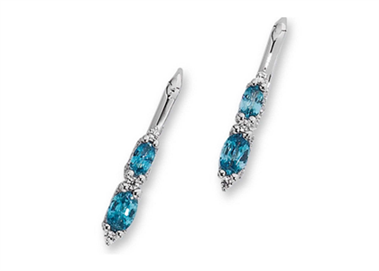 Rhodium Plated CZ Studded Gemstone Earring